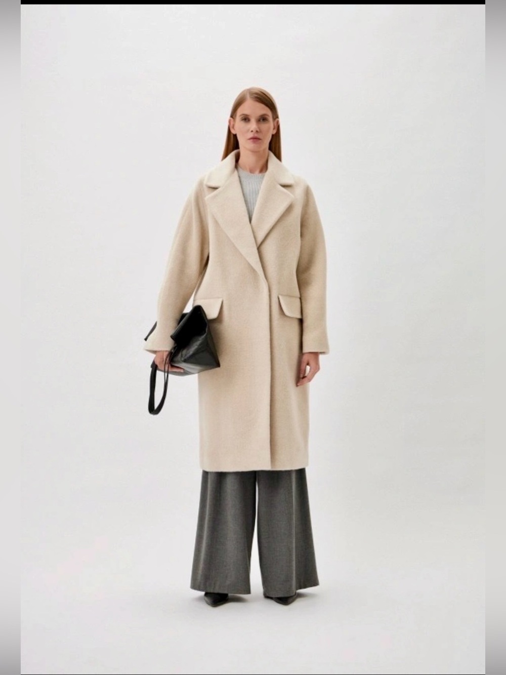 Gerard Darel Lorianne Ecru Wool/Alpaca blend Long Wool-Blend Coat -size 6 (38)